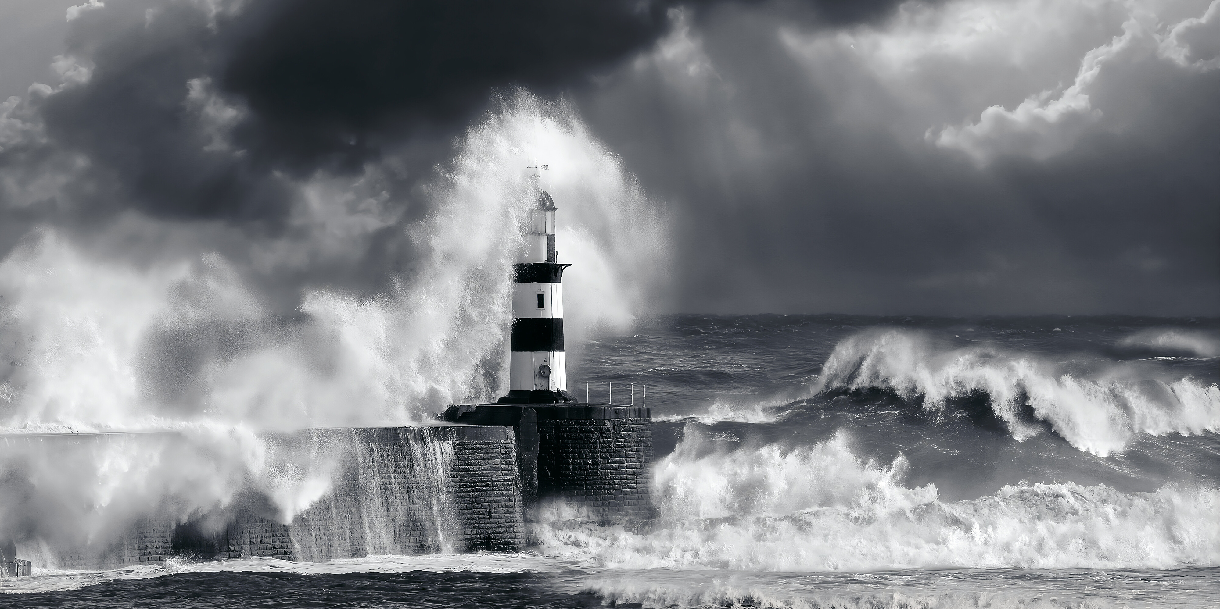 Lighthouse in stormy seas