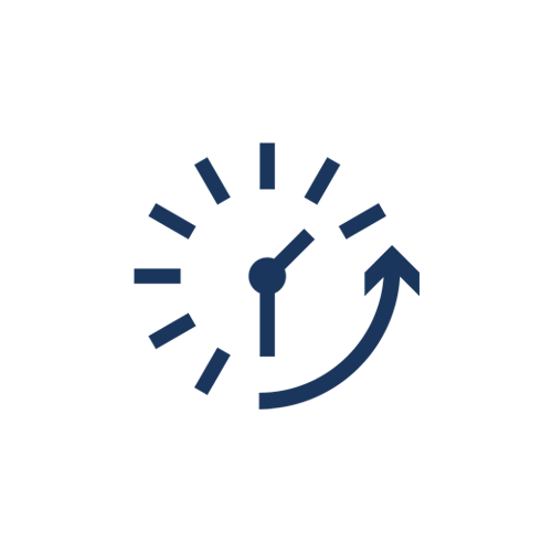 Compressor uptime icon Blue clock icon symbolizing compressor uptime
